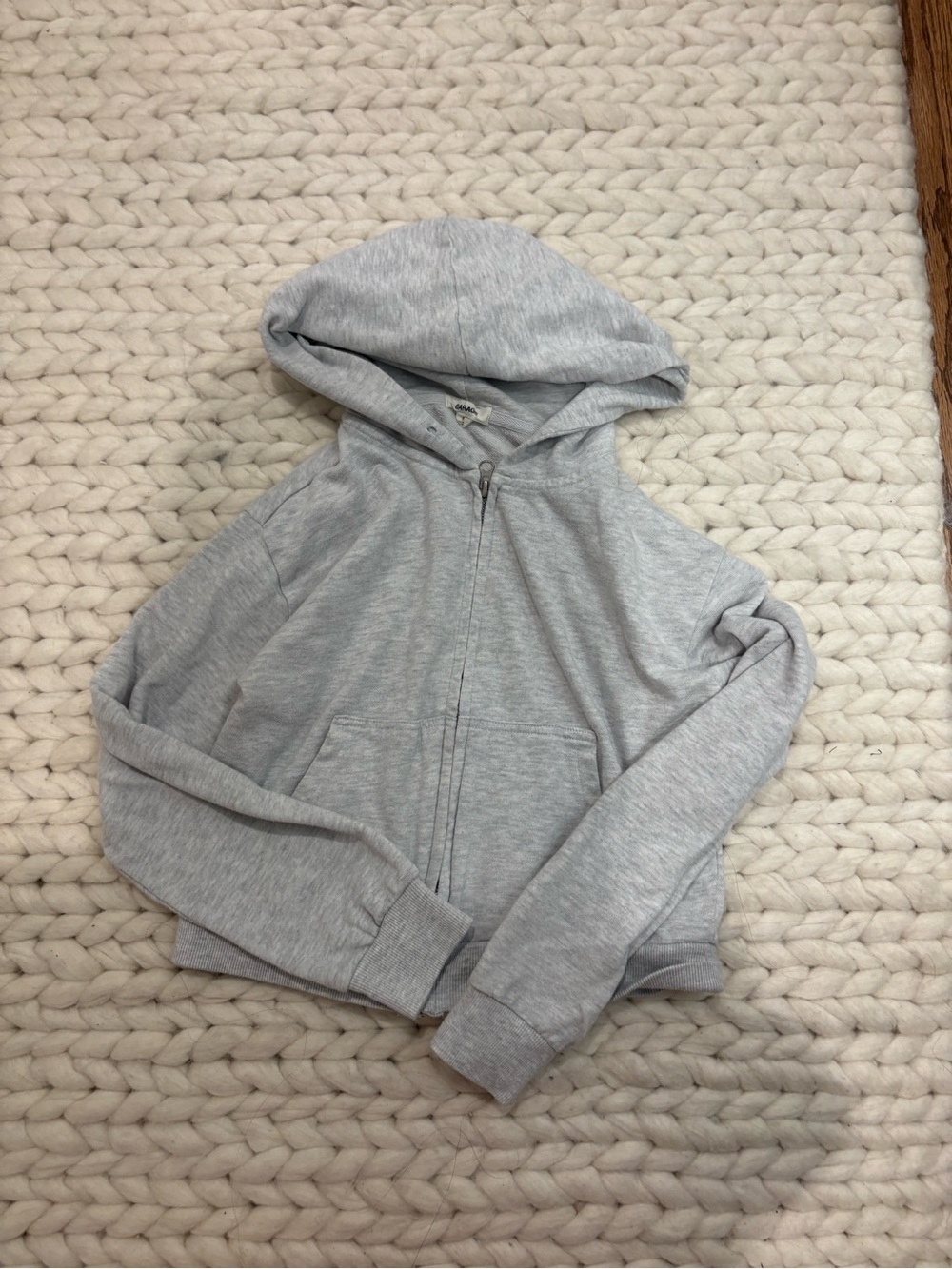 Garage crop Light Gray Zip-Up Hoodie - Women